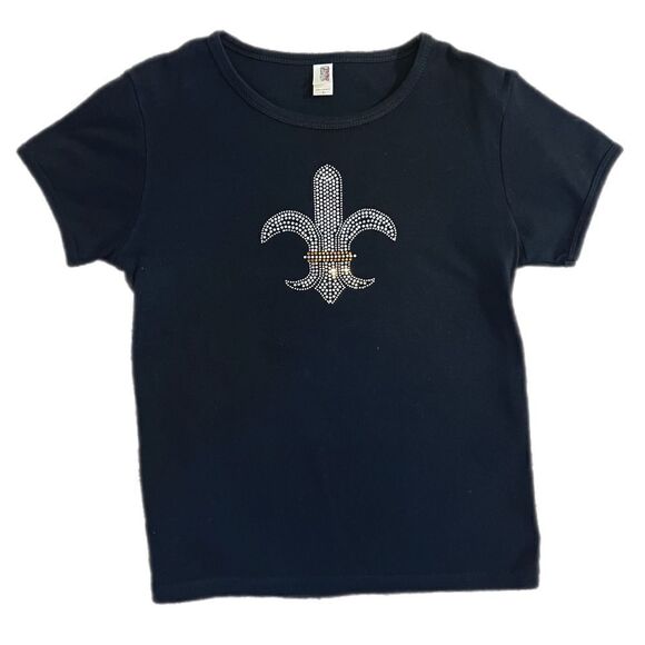 New Orleans Saints Embellished Tee Shirt. Fleur-de-Lis with “diamonds”. Sz L (fi - Picture 1 of 8